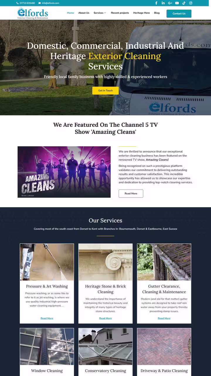 Elfords Exterior Cleaning & Restoration website preview