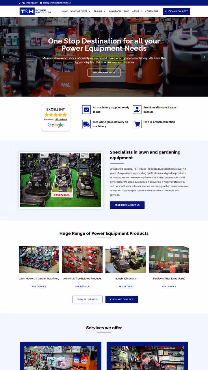 T&H Power Products website preview